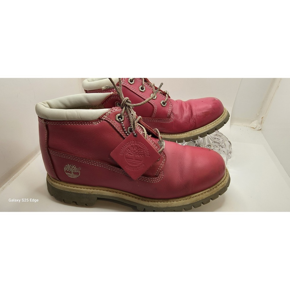 Timberland Nellie Waterproof Chukka Boots Pink Leather 22319 Womens 8M